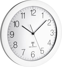 Wandklok DCF TFA Sweep Werk witte wijzerplaat