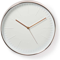 Wandklok | Diameter: 300 mm | Kunststof | Rosé Goud / Wit