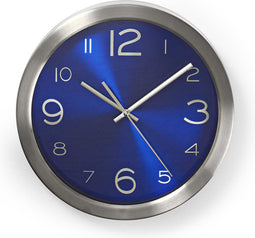 Wandklok - Diameter: 300 mm - Roestvrij Staal - Blauw / Zilver