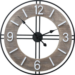 Wandklok Hudson lichtbruin metaal hout 60 cm