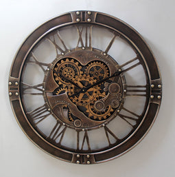 Wandklok industrieel - Radarklok Sofie - Ø 70cm - Metaal - klok goud