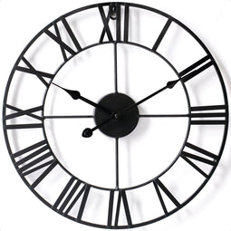Wandklok Industrieel – Stil uurwerk – Moderne wandklok – Metaal – Ø 70cm – Zwart