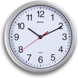 Wandklok MAUL Run quartz Ø25x5cm kunststof zilver/wit