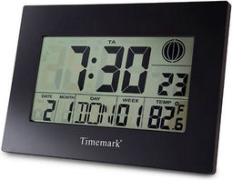 Wandklok met Thermometer Timemark Zwart (24 x 17 x 2 cm)