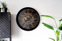 Wandklok Xavi XXL - wandklok industrieel - wandklok zwart goud - tandwiel klok 83 cm