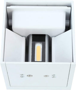 Wandlamp, moderne wandlamp met instelbare stralingshoek, wandverlichting, 12 W LED bridgelux COB, waterdichte IP65 binnen/buiten wandlampen, 3,94 inch/10 cm vierkant