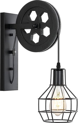Wandlamp Zwart - Katrol Lamp Vintage - Industriële Wandlampen - Lampen Industrieel - Loft