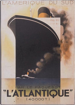 WANDPLAAT ROESTIG METAAL KLEIN A4 - L' ATLANTIQUE - BATELA