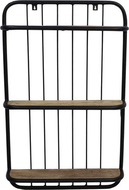 Wandplank - 3 planken - 50x12x80 - Zwart/naturel - Mangohout/ijzer
