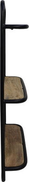 Wandplank - 3 planken - 50x12x80 - Zwart/naturel - Mangohout/ijzer