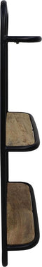 Wandplank - 3 planken - 50x12x80 - Zwart/naturel - Mangohout/ijzer