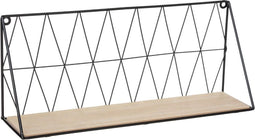 Wandplank - Hout - Metaal - Zwart - Wandrek - 48 cm - Decoratie - Muurdecoratie - Cadeau Sinterklaas - Cadeau kerst