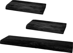 Wandplank Pure Zwart Mangohout - Set van 3 Klein