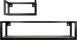 Wandplank Vintage - Set van 2 - 37 cm - 81 cm - Mangohout - Metaal