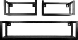 Wandplank Vintage Zwart Mangohout - Set van 3 Klein