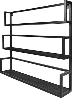 Wandplank Vintage Zwart Mangohout - Trio
