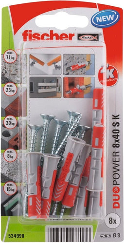 Wandpluggen en schroeven Fischer Duopower 534998 8 x 40 mm 8 Onderdelen