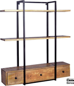 wandrek 3 lades met planken mangohout 80x90 cm