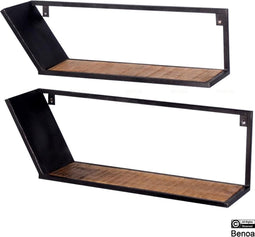 Wandrek - Mango hout - Set van 2 - Asymmetrisch - Homelounge
