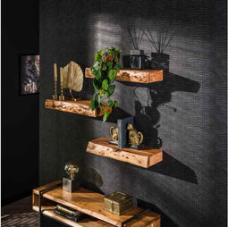 Wandschap met lade set van 3 Acacia - Naturel | Meubelplaats