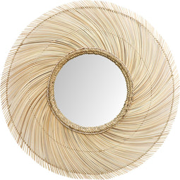 Wandspiegel - ø90 cm - Naturel - Bamboe