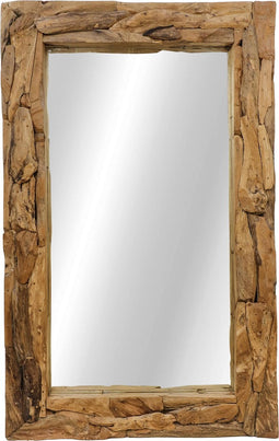 Wandspiegel Root - 200x7-9x100 - Naturel - Teak wortelhout/glas