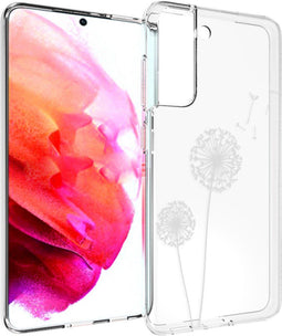 imoshion Hoesje Geschikt voor Samsung Galaxy S21 FE Hoesje Siliconen - imoshion Design hoesje - Wit / Transparant / Dandelion