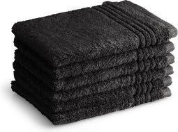Washandjes Supreme 650 GSM - 100% Egyptisch Katoen - 6 stuks - 16x21 - zwart