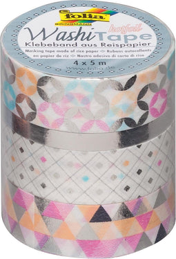 Washi tape folia hotfoil zilver - 4 stuks