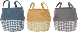 Wasmand DKD Home Decor Pied-de-poule Geel Grijs Donker grijs 28 x 28 x 28 cm (3 Stuks)