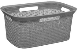 Wasmand van rotan gevlochten - grijs - kunststof - 45 liter - 59 x 41 x 27 cm
