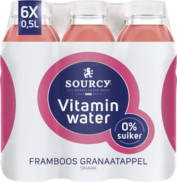 Water Sourcy vitamin framboos/granaatap. fles 0.5l | 6 stuks