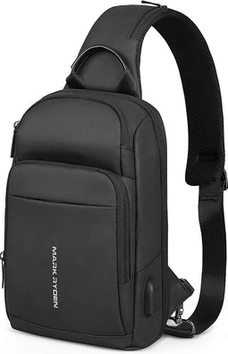 Waterdichte Schoudertas met USB & Hoofdtelefoon Poort - 30x19x10 cm - Ideaal voor Tablet, Reizen & Dagelijks Gebruik