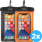 Waterdichte telefoonhoesjes - Drybag Set van 2 stuks - Onderwater Hoesje Telefoon voor Alle Telefoons - Waterdicht telefoonhoesje Earkings - Zwart & Oranje