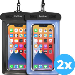 Waterdichte telefoonhoesjes - Drybag Set van 2 stuks - Onderwater Hoesje Telefoon voor Alle Telefoons - Waterdicht telefoonhoesje Earkings - Zwart & Donker Blauw