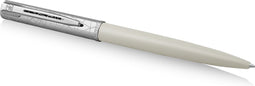 Waterman Allure deluxe balpen | metaal-witte lak met geëtste dop | medium punt | blauwe inkt | met geschenkdoos