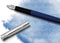 Waterman Allure deluxe vulpen | metaal-blauwe lak met geëtste dop | roestvrijstalen fijne penpunt | blauwe inkt | Met geschenkdoos