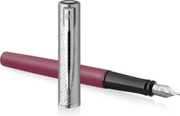 Waterman Allure deluxe vulpen | metaal-roze lak met geëtste dop | roestvrijstalen fijne penpunt | blauwe inkt | Met geschenkdoos