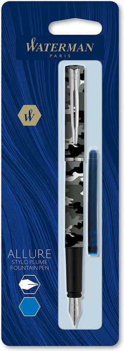 Waterman Allure-vulpen | matte camouflage lak | fijne punt | blauwe inkt