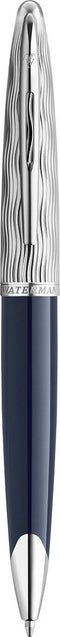 Waterman Carène balpen | Metaal-blauwe lak met palladium detail | Gebeitelde dop | mediumpunt met blauwe inktpatroon | met Geschenkdoos