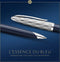 Waterman Carène balpen | Metaal-blauwe lak met palladium detail | Gebeitelde dop | mediumpunt met blauwe inktpatroon | met Geschenkdoos