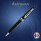Waterman Expert-balpen | Glimmend zwart met chromen rand | Medium punt | Blauwe inkt | met geschenkdoos