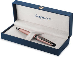 Waterman Expert Balpen | Metallic roségouden lak met rutheniumdetails | Medium punt | Blauwe inkt | Met geschenkverpakking