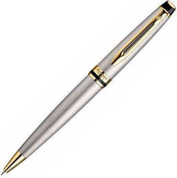 Waterman Expert-balpen | Roestvrij staal met 23-karaats gouden afwerking | Medium punt | Blauwe inkt | met geschenkdoos