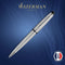 Waterman Expert-balpen | Roestvrij staal met chromen rand | medium punt met blauwe-inktnavulling | met geschenkdoos
