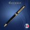 Waterman Expert-balpen | Zwart glanzend met 23k gouden afwerking | Medium penpunt | Blauwe inkt | Geschenkverpakking
