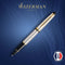 Waterman Expert-rollerbalpen | Roestvrij staal met 23K gouden rand | Fijne punt | Zwart inkt | Geschenkdoos