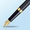 Waterman H misph re vulpen - matzwart 23k gouden rand - Fijne penpunt - blauwe inkt - met geschenkdoos