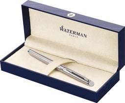 Waterman Hémisphère-rollerballpen | Roestvrij staal met chromen rand | Fijne punt | Zwarte inkt | Cadeauverpakking