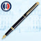 Waterman Hémisphère-vulpen | Glimmend zwart met 23k gouden rand | Medium penpunt | Blauwe inkt | Cadeauverpakking